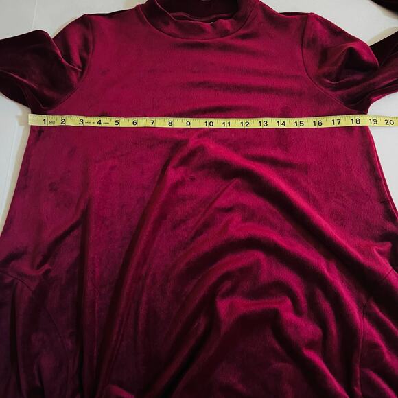 J. Jill Pure Jill Velour Long Sleeve Tunic Top Size SP Small Petite Burgundy - Picture 6 of 8